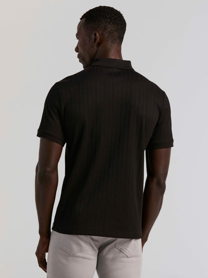 Perry Ellis Variegated Vertical Ribbed Zip Polo