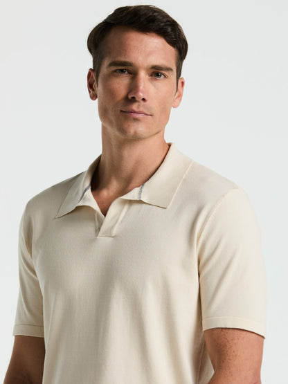 Perry Ellis Tech Knit Open Collar Sweater Polo