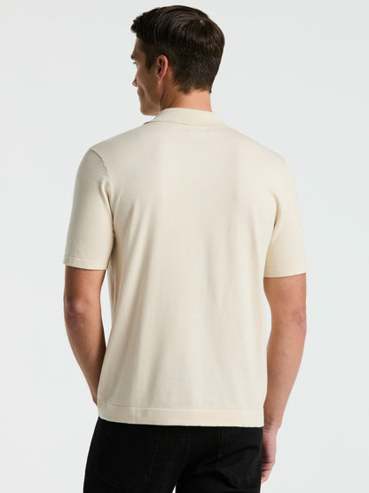 Perry Ellis Tech Knit Open Collar Sweater Polo