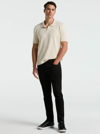 Perry Ellis Tech Knit Open Collar Sweater Polo