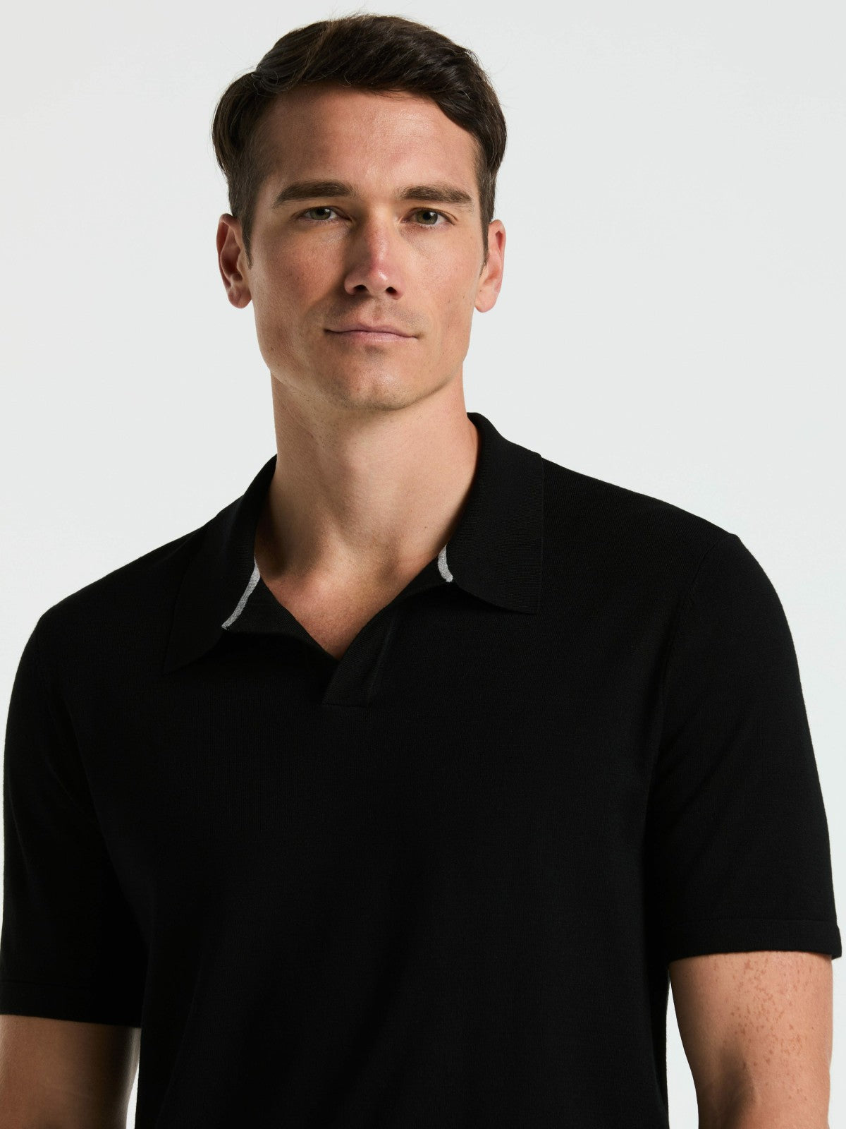 Perry Ellis Tech Knit Open Collar Sweater Polo
