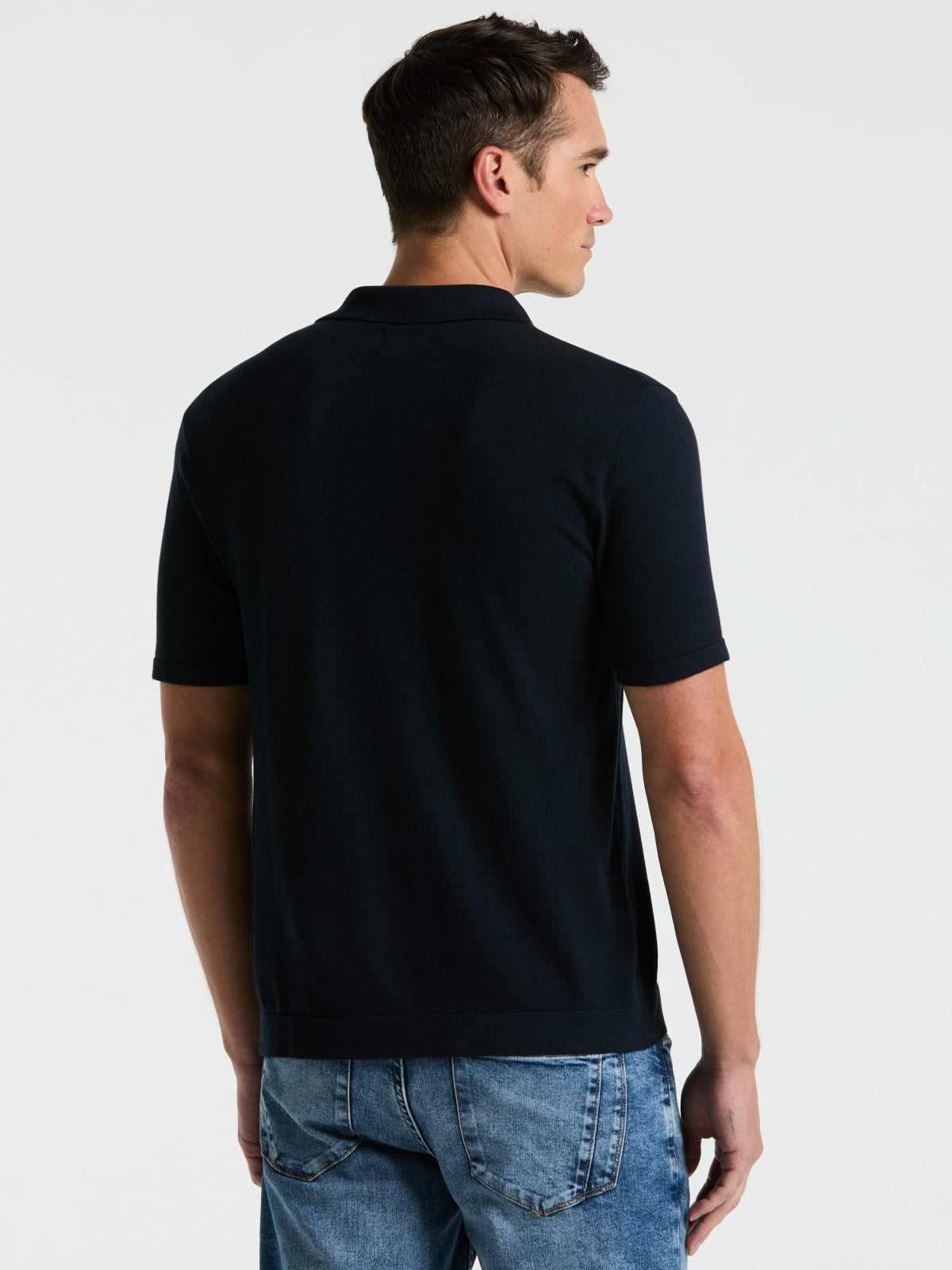 Perry Ellis Tech Knit Open Collar Sweater Polo