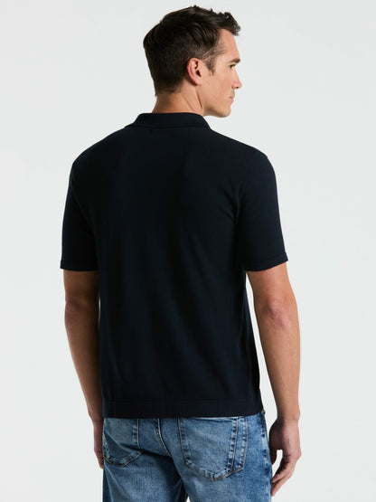 Perry Ellis Tech Knit Open Collar Sweater Polo