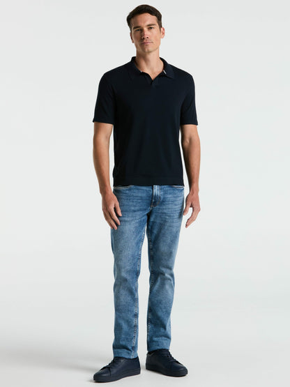 Perry Ellis Tech Knit Open Collar Sweater Polo