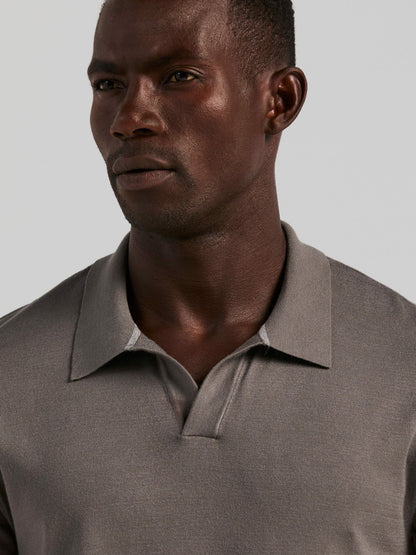 Perry Ellis Tech Knit Open Collar Sweater Polo