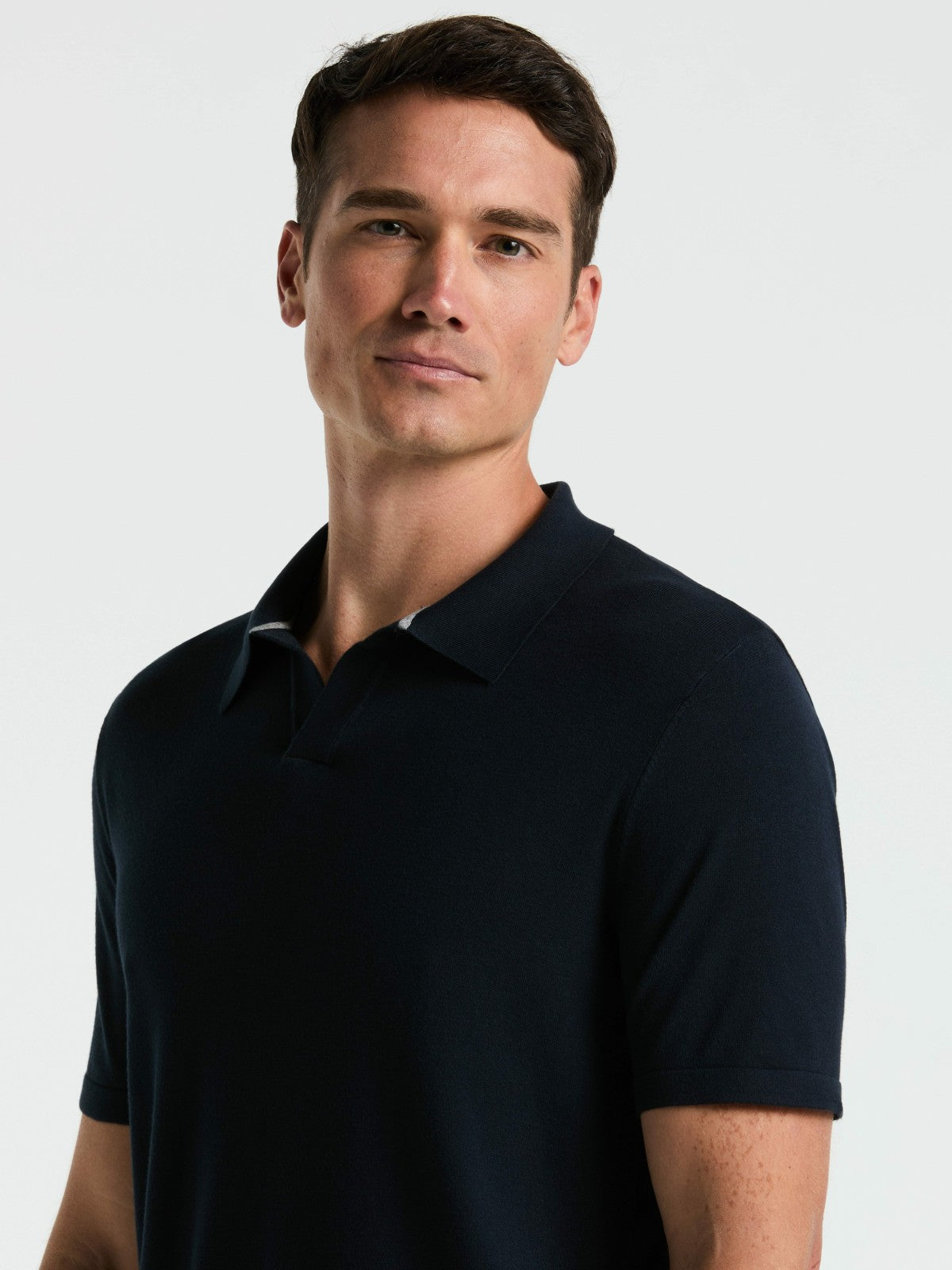 Perry Ellis Tech Knit Open Collar Sweater Polo