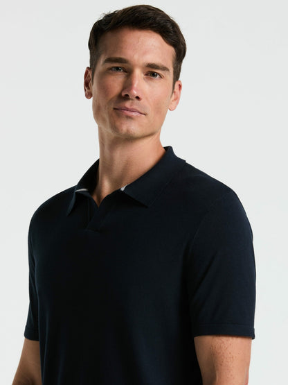 Perry Ellis Tech Knit Open Collar Sweater Polo