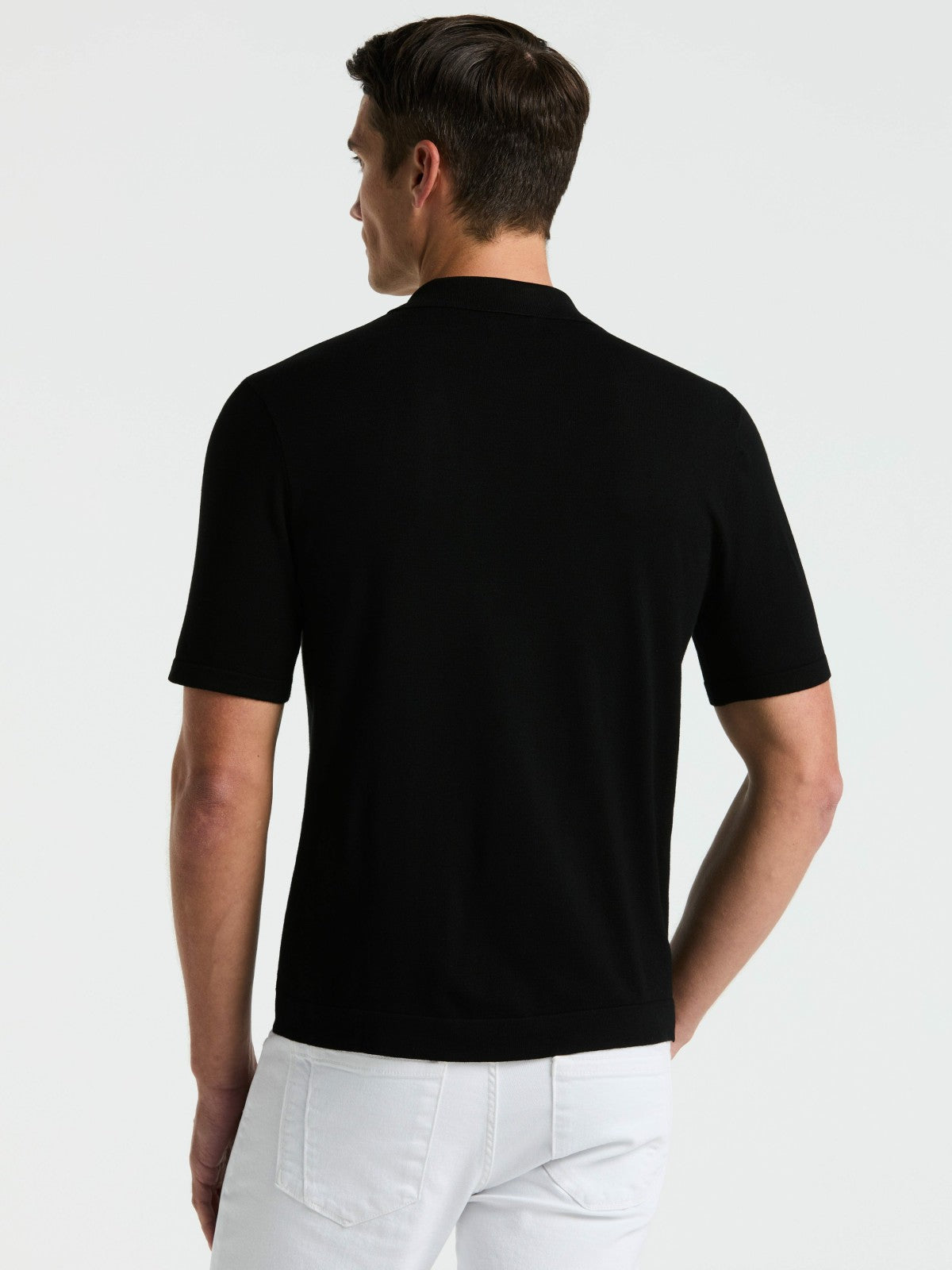 Perry Ellis Tech Knit Open Collar Sweater Polo