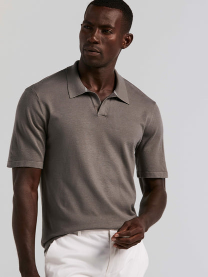 Perry Ellis Tech Knit Open Collar Sweater Polo