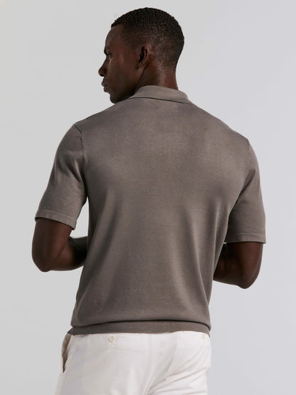 Perry Ellis Tech Knit Open Collar Sweater Polo