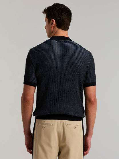 Perry Ellis Cotton Modal Bi-Color Open Polo Sweater