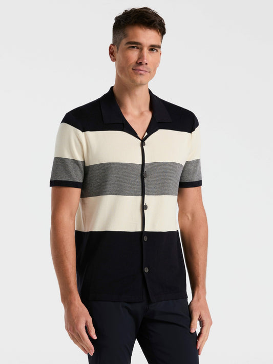 Perry Ellis Color Block Button Front Sweater