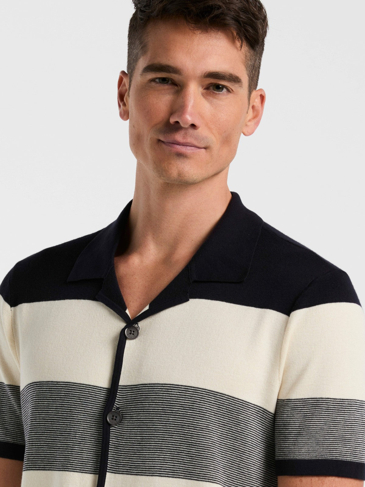 Perry Ellis Color Block Button Front Sweater