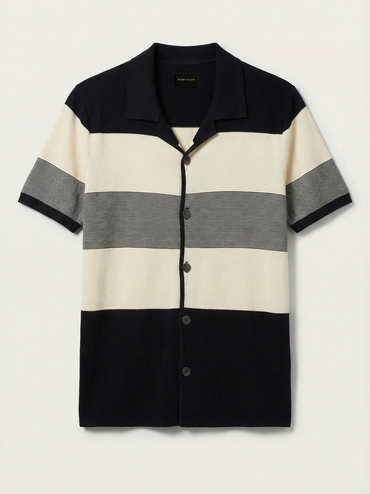 Perry Ellis Color Block Button Front Sweater