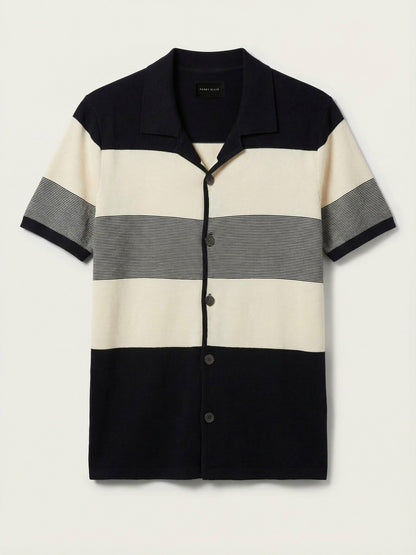 Perry Ellis Color Block Button Front Sweater