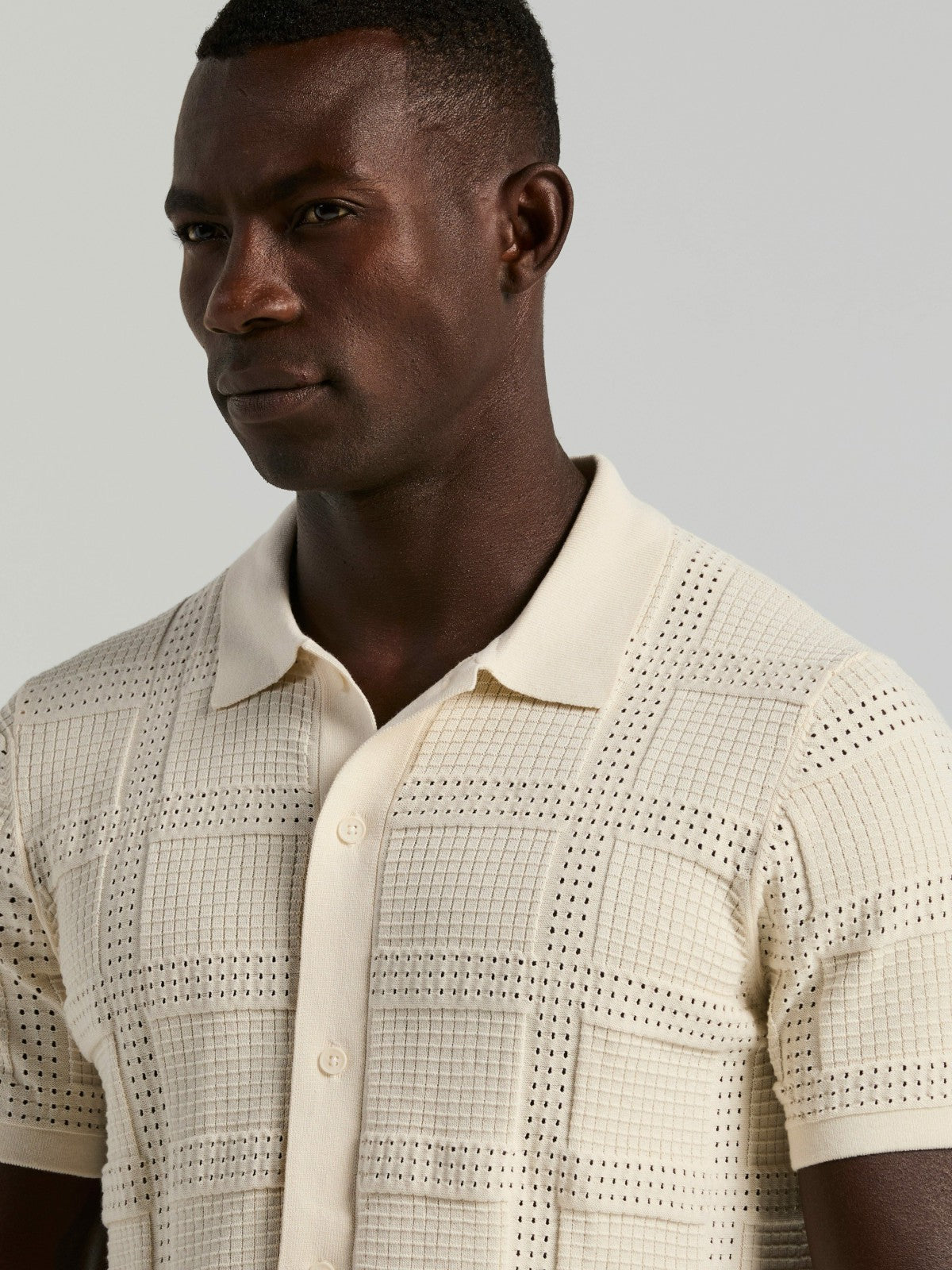 Perry Ellis Jacquard Pattern Button Front Sweater