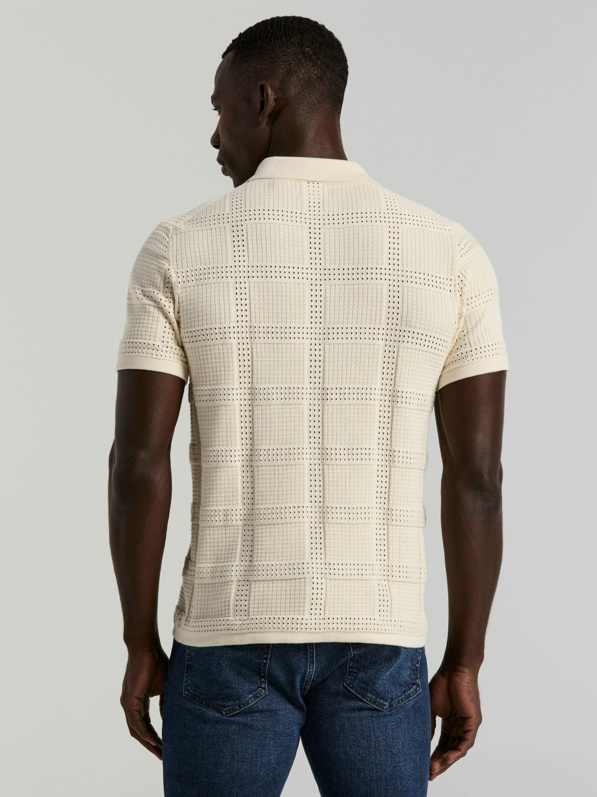 Perry Ellis Jacquard Pattern Button Front Sweater