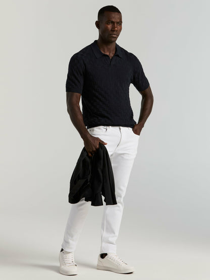 Perry Ellis Square Pattern Open Collar Polo
