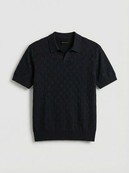 Perry Ellis Square Pattern Open Collar Polo
