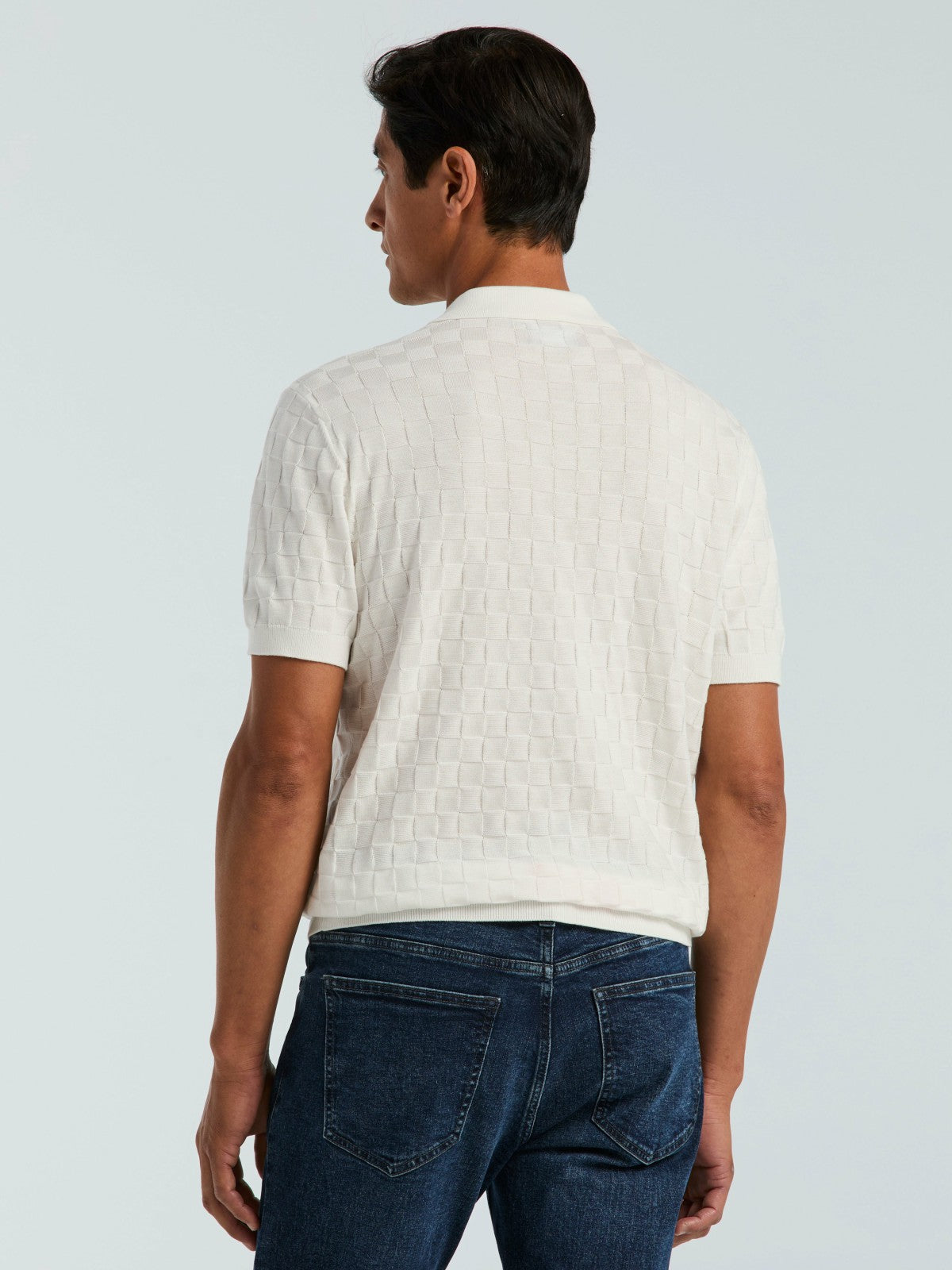 Perry Ellis Square Pattern Open Collar Polo