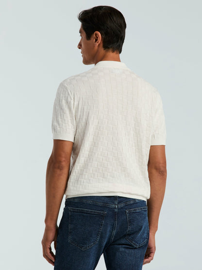 Perry Ellis Square Pattern Open Collar Polo