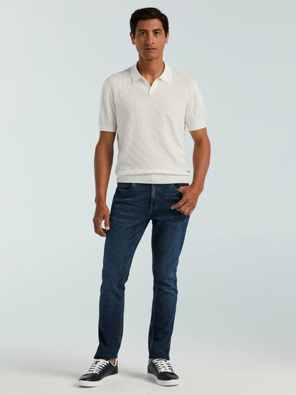 Perry Ellis Square Pattern Open Collar Polo