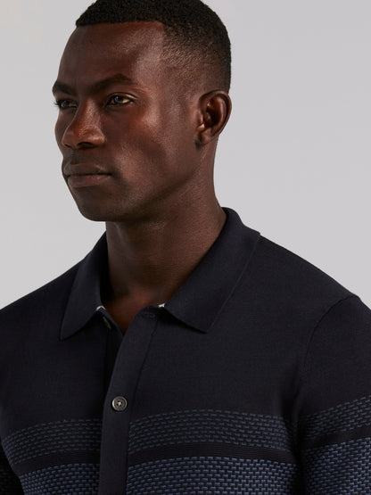 Perry Ellis Cotton Modal Textured Button Front Sweater