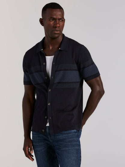 Perry Ellis Cotton Modal Textured Button Front Sweater
