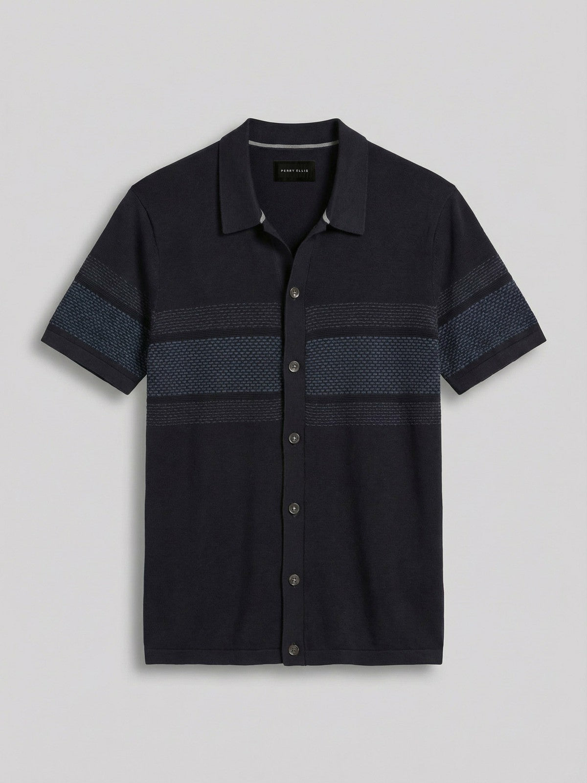 Perry Ellis Cotton Modal Textured Button Front Sweater