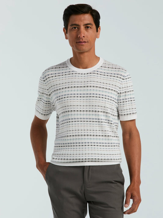 Perry Ellis Multi Color Geometric Print Crew Sweater