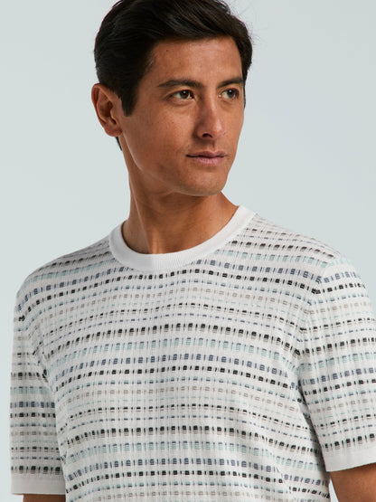 Perry Ellis Multi Color Geometric Print Crew Sweater