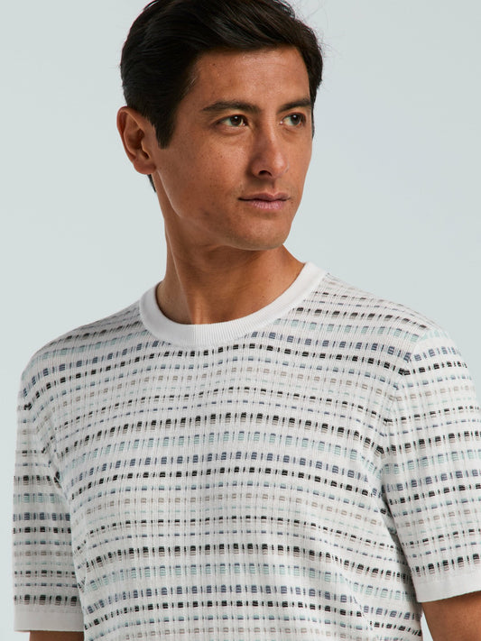 Perry Ellis Multi Color Geometric Print Crew Sweater