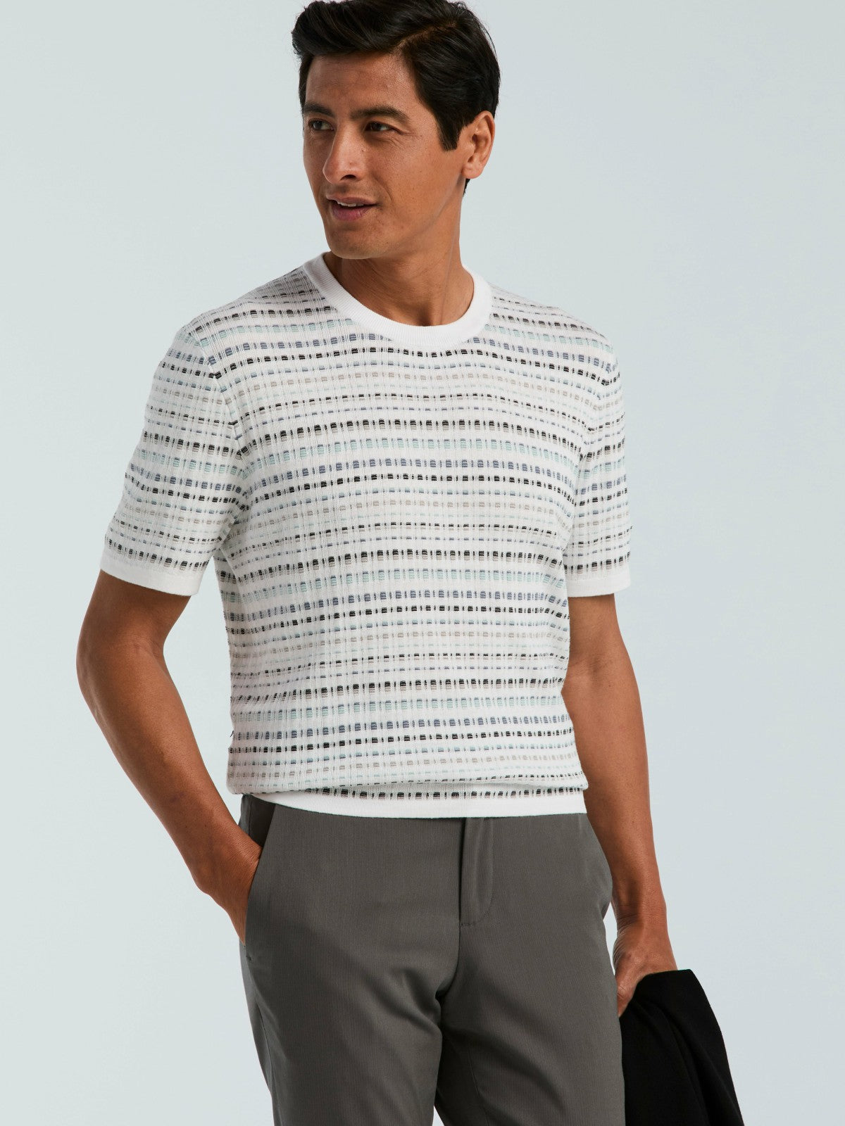 Perry Ellis Multi Color Geometric Print Crew Sweater