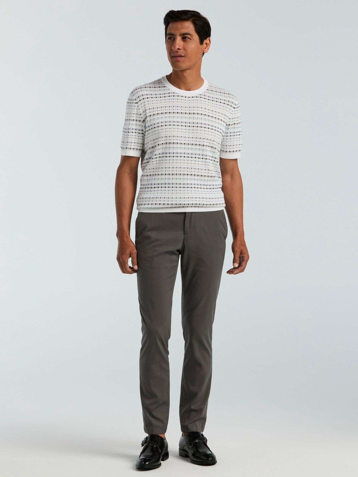 Perry Ellis Multi Color Geometric Print Crew Sweater