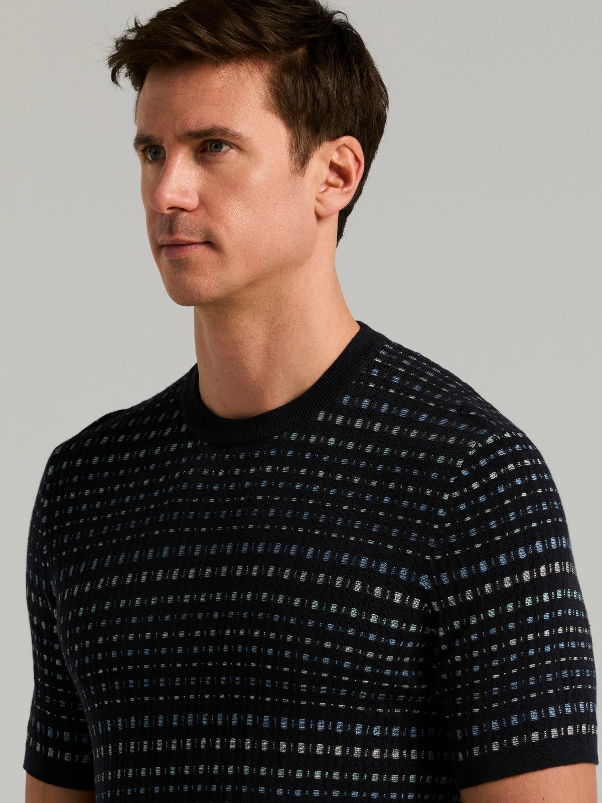 Perry Ellis Multi Color Geometric Print Crew Sweater