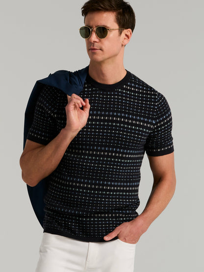 Perry Ellis Multi Color Geometric Print Crew Sweater