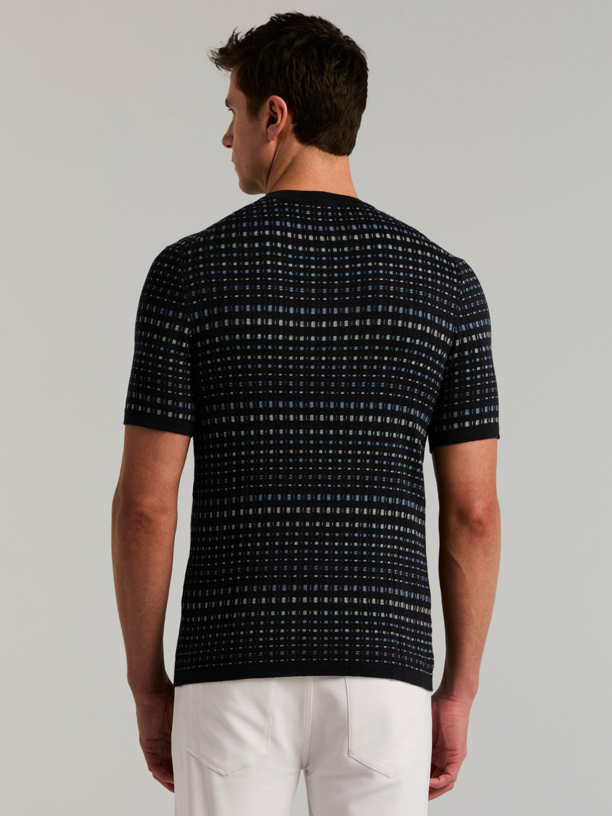 Perry Ellis Multi Color Geometric Print Crew Sweater