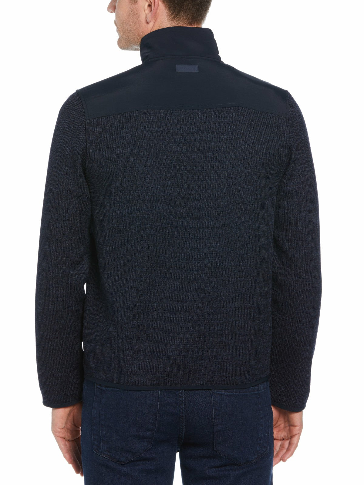 Perry Ellis Heathered Full Zip Mock Neck Fleece Jacket
