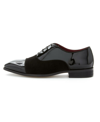 Perry Ellis Patent Velvet Cap Toe Oxford