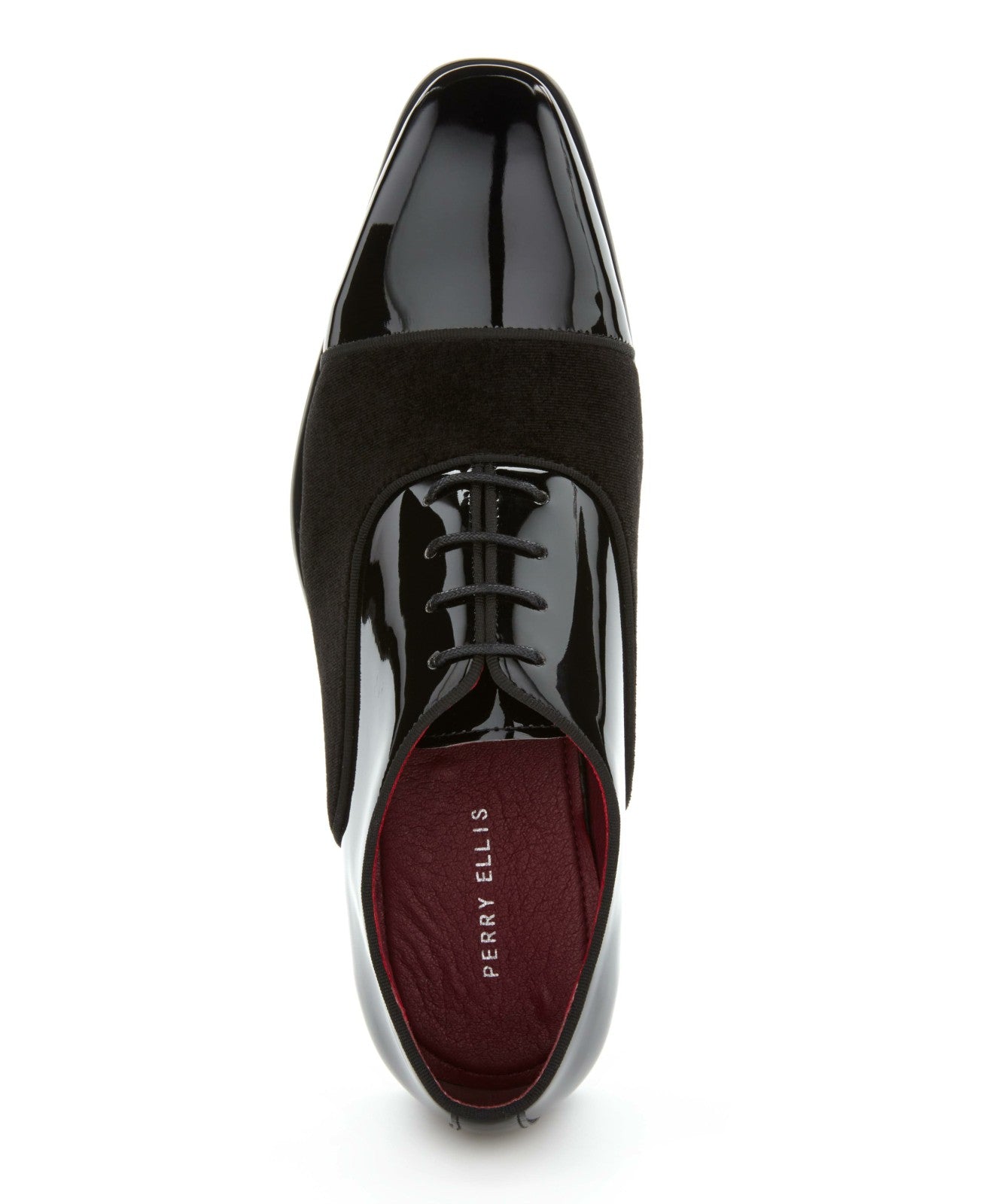 Perry Ellis Patent Velvet Cap Toe Oxford