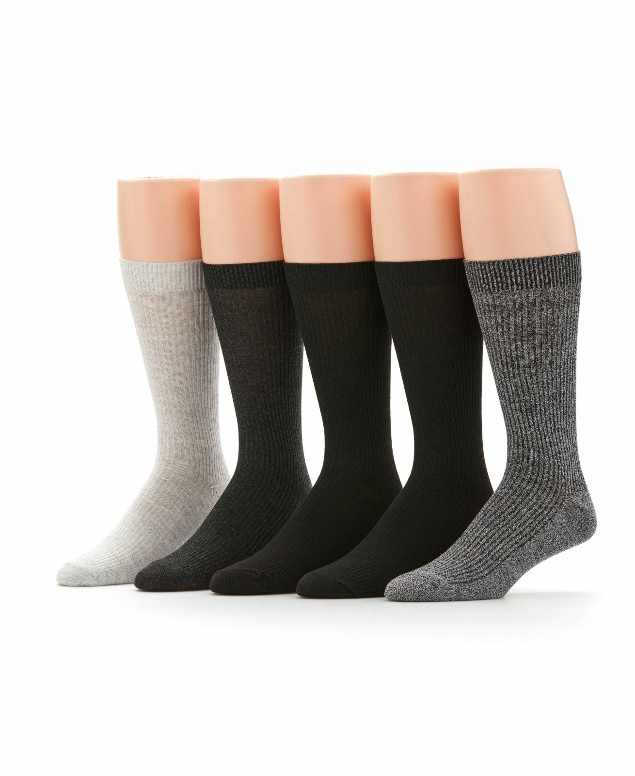 Perry Ellis Men's 5 Pack Ribbed Crew Socks