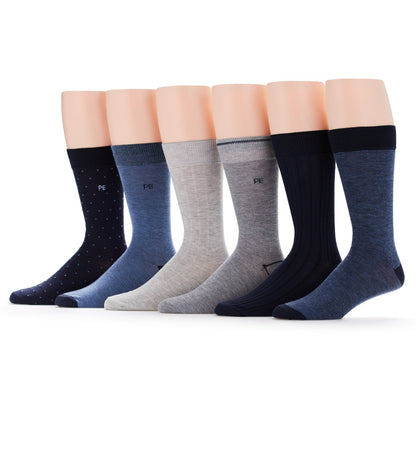 Perry Ellis Men's 6 Pack Pindot Casual Dress Socks