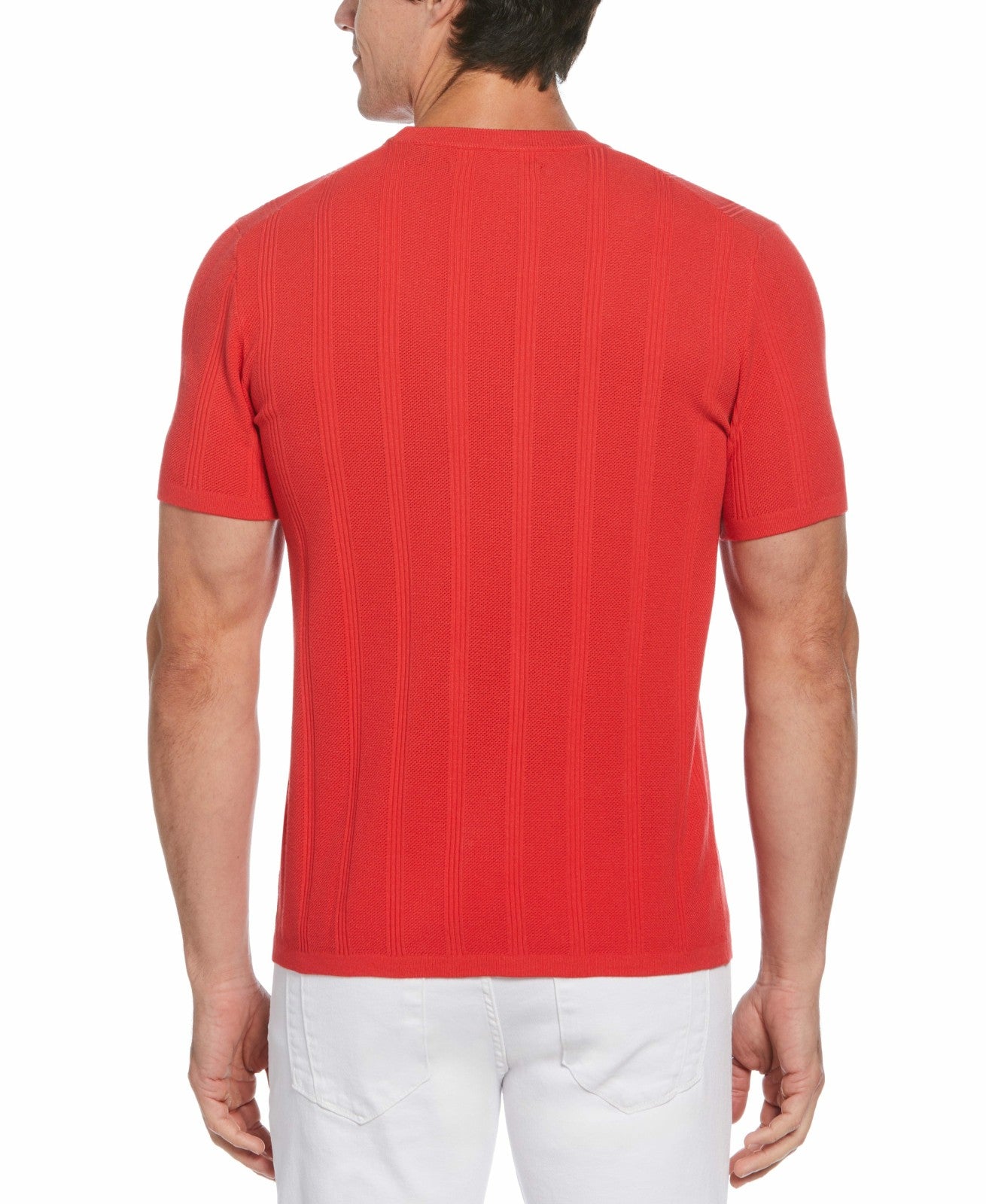 Perry Ellis Tech Knit Striped Crew Neck Shirt