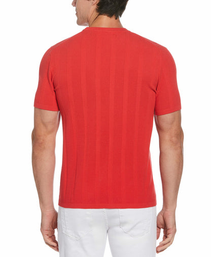 Perry Ellis Tech Knit Striped Crew Neck Shirt