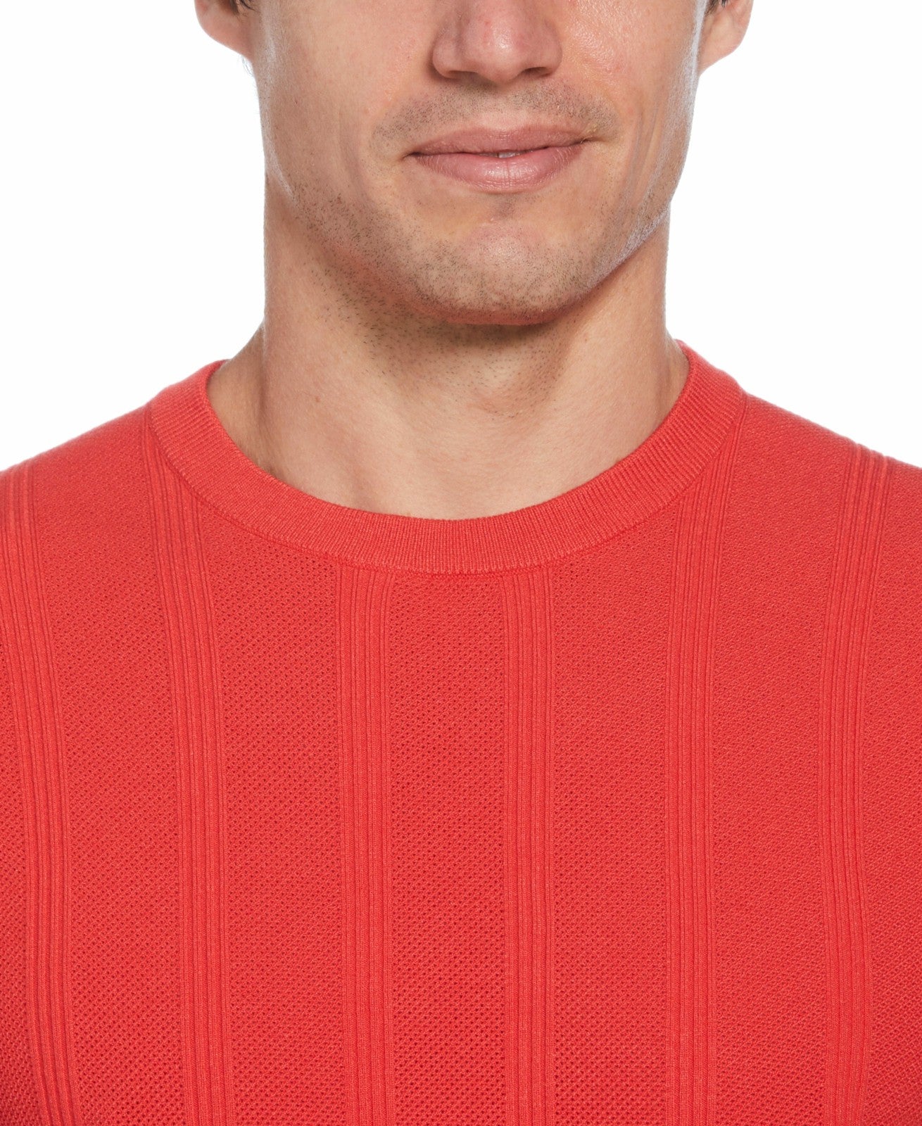 Perry Ellis Tech Knit Striped Crew Neck Shirt