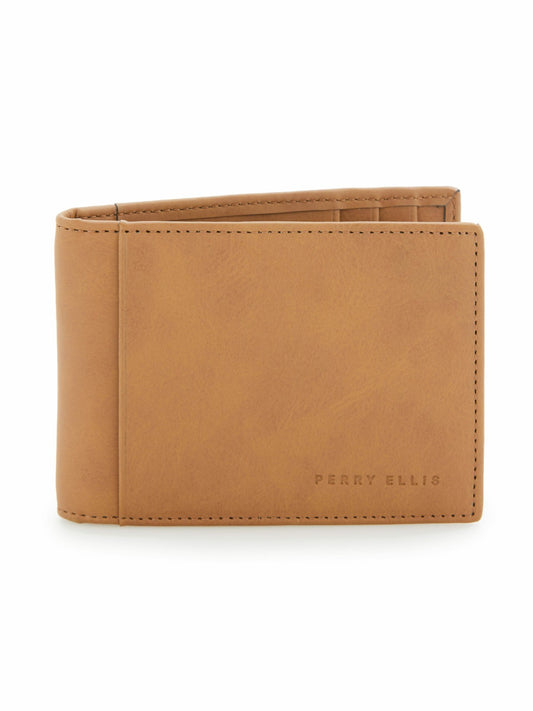 Perry Ellis Tan Leather Money Clip Wallet