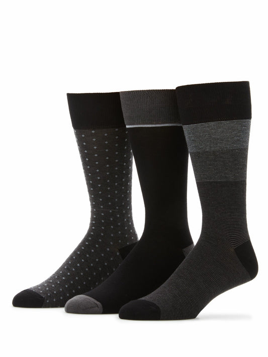 Perry Ellis 3- Pack Soft Luxury Stripe Color Block Socks